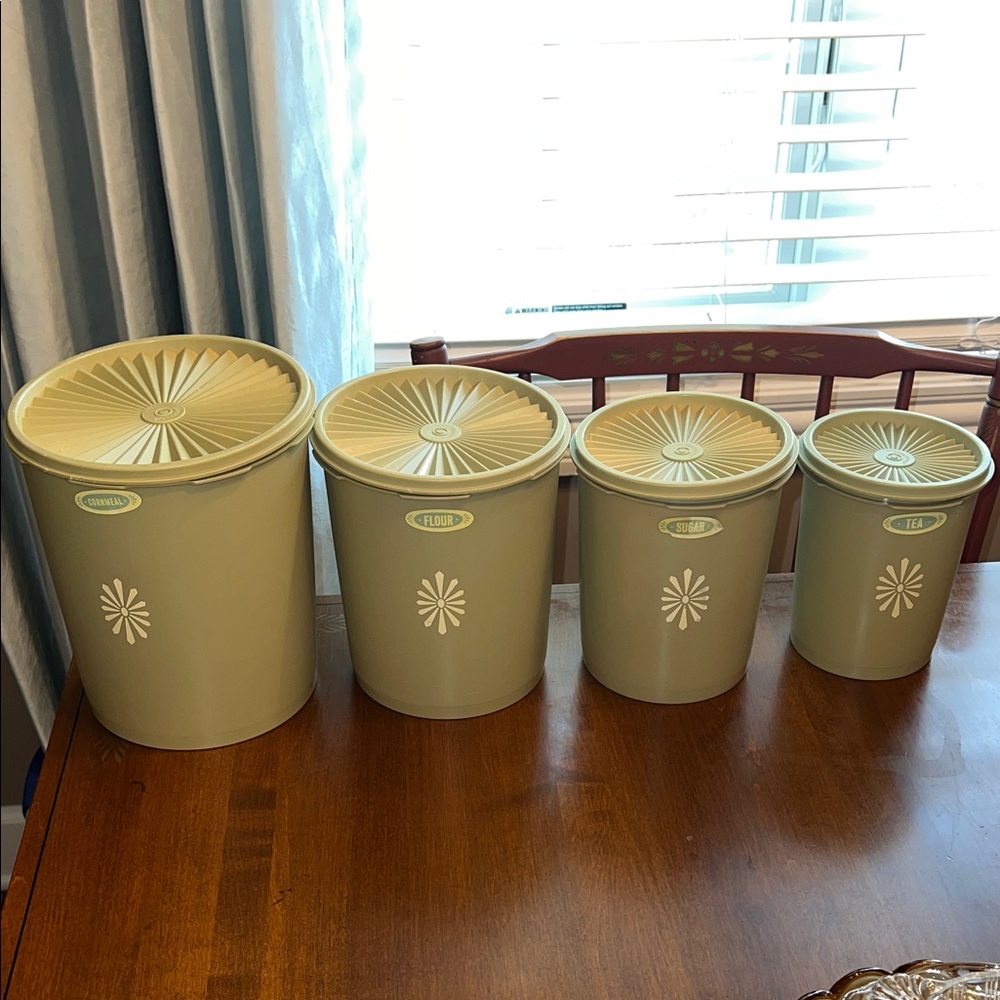 Vintage Green Tupperware Canister Set